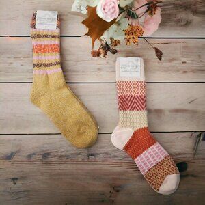 2 Pair Worlds Softest Socks Ragg Crew Socks 6-11 Cozy Cabin Gift for Her Spa NWT